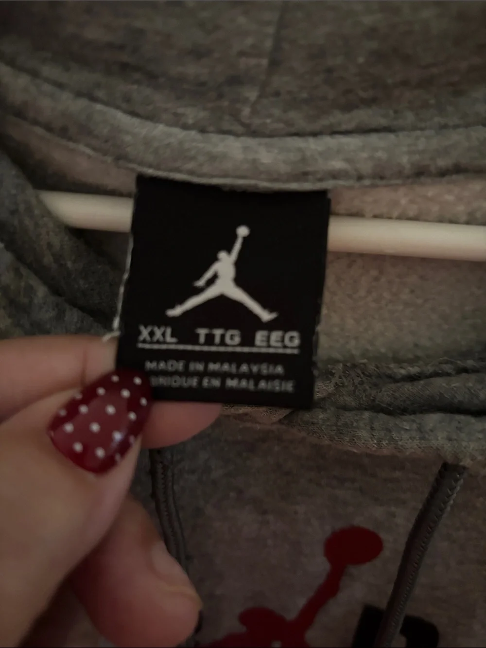 Jordan Men's Gray Pullover Hoodie with Red Jumpman Logo